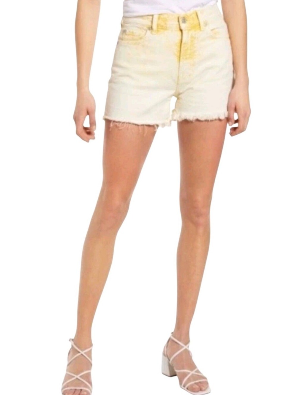 7 For All Mankind Yellow Denim Jean Cutoff Shorts‎ Size 26